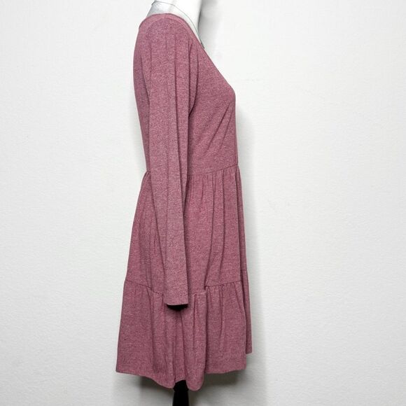Wild Fable Women's Mauve Pink Long Sleeve Tiered Mini Dress Size M - Picture 3 of 8